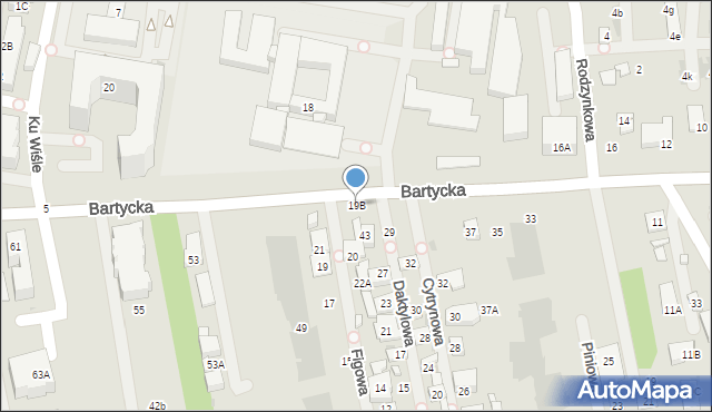 Warszawa, Bartycka, 19B, mapa Warszawy