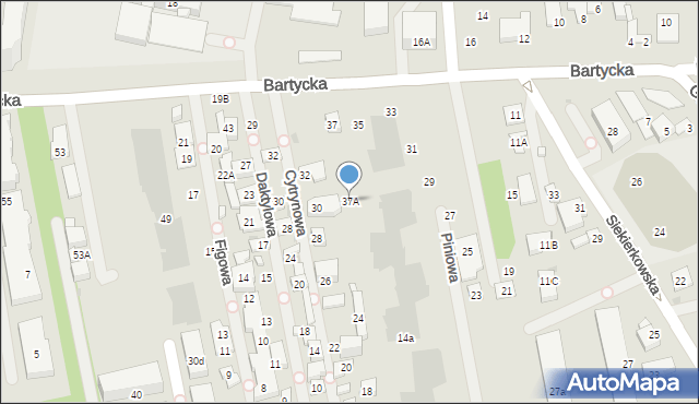 Warszawa, Bartycka, 37A, mapa Warszawy
