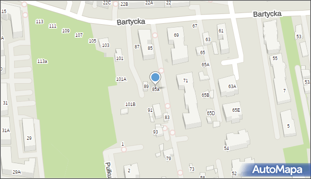 Warszawa, Bartycka, 85a, mapa Warszawy