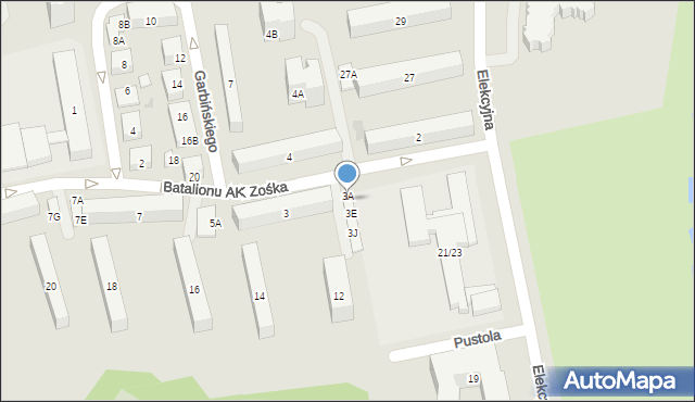 Warszawa, Batalionu AK Zośka, 3B, mapa Warszawy