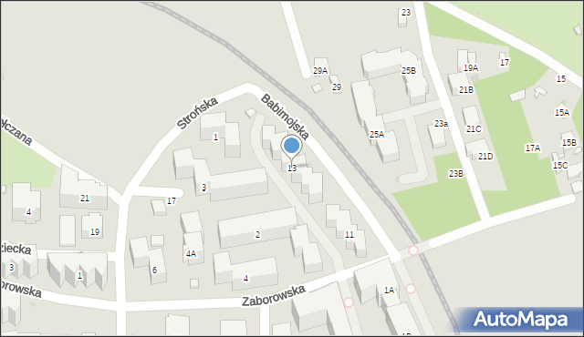 Warszawa, Babimojska, 13, mapa Warszawy