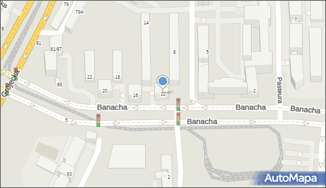 Warszawa, Banacha Stefana, 12, mapa Warszawy