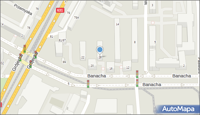 Warszawa, Banacha Stefana, 18, mapa Warszawy