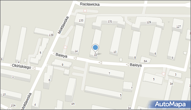 Warszawa, Baleya Stefana, 12, mapa Warszawy