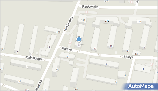Warszawa, Baleya Stefana, 14, mapa Warszawy