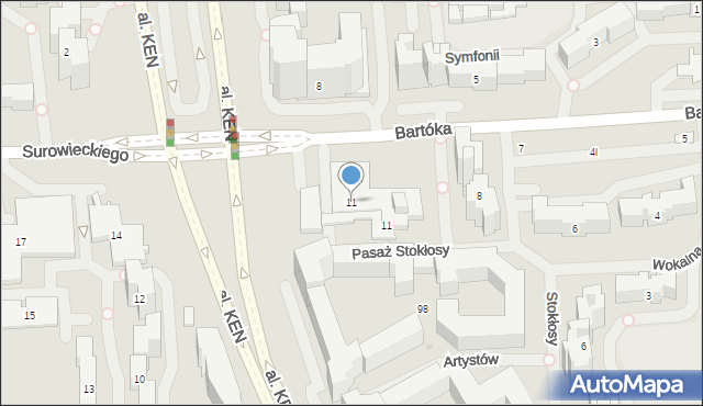 Warszawa, Bartóka Béli, 11, mapa Warszawy