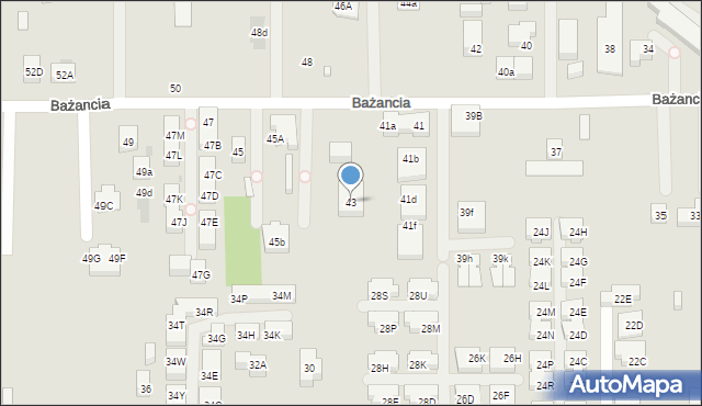 Warszawa, Bażancia, 43, mapa Warszawy