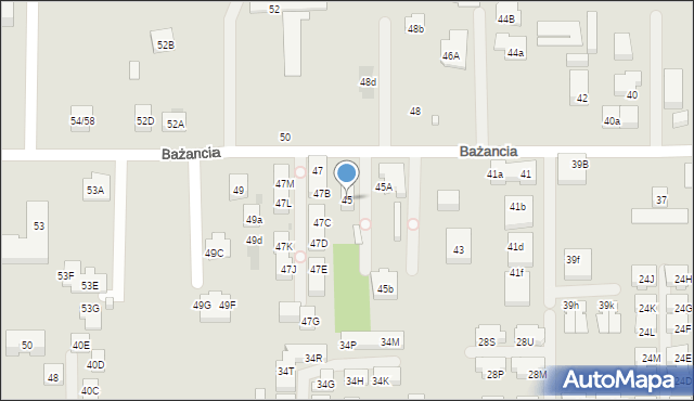 Warszawa, Bażancia, 45, mapa Warszawy