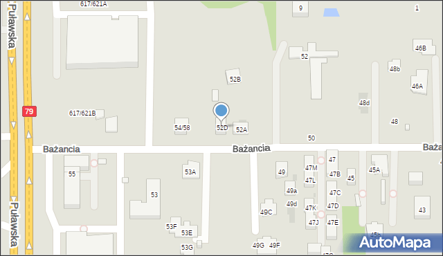 Warszawa, Bażancia, 52D, mapa Warszawy