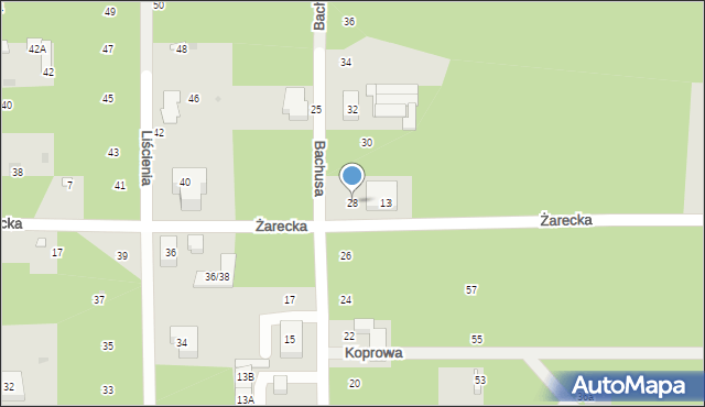 Warszawa, Bachusa, 28, mapa Warszawy