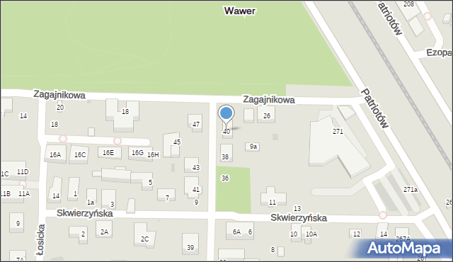 Warszawa, Bajkowa, 40, mapa Warszawy