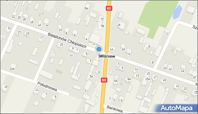 Wiśniew, Batalionów Chłopskich, 1, mapa Wiśniew