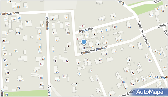 Wołomin, Batalionu Parasol, 1B, mapa Wołomin