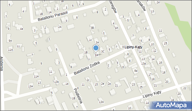 Wołomin, Batalionu Zośka, 1A, mapa Wołomin