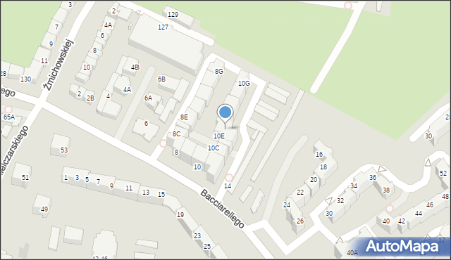 Wrocław, Bacciarellego Marcella, 10F, mapa Wrocławia