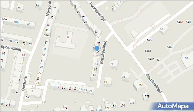Wrocław, Bacciarellego Marcella, 61, mapa Wrocławia