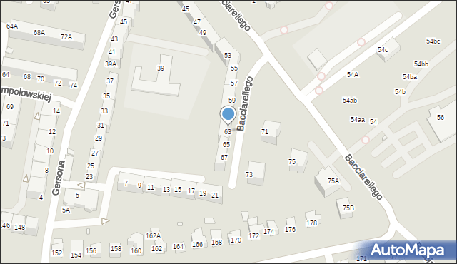 Wrocław, Bacciarellego Marcella, 63, mapa Wrocławia