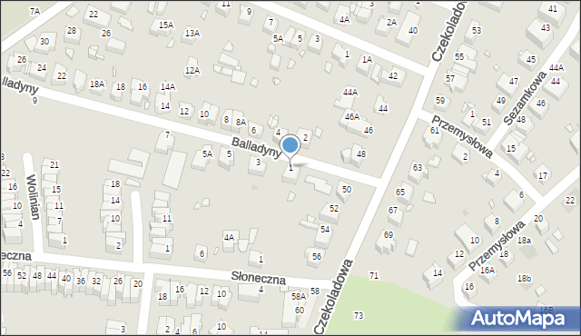 Wrocław, Balladyny, 1, mapa Wrocławia