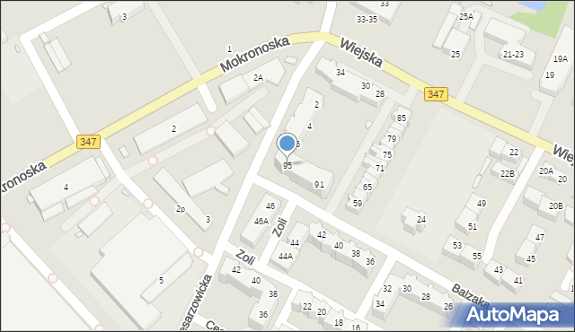 Wrocław, Balzaka Honoriusza, 95, mapa Wrocławia