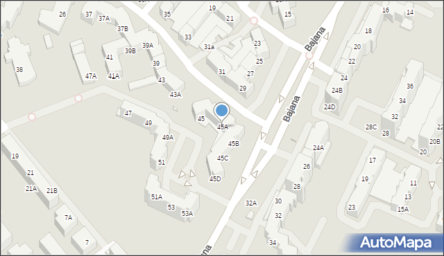 Wrocław, Bajana Jerzego, 45A, mapa Wrocławia