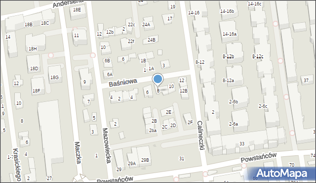 Ząbki, Baśniowa, 8, mapa Ząbki