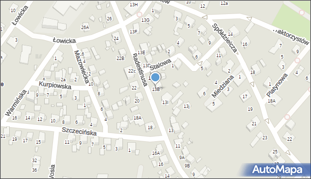 Zabrze, Badestinusa Jerzego, ks., 13B, mapa Zabrza