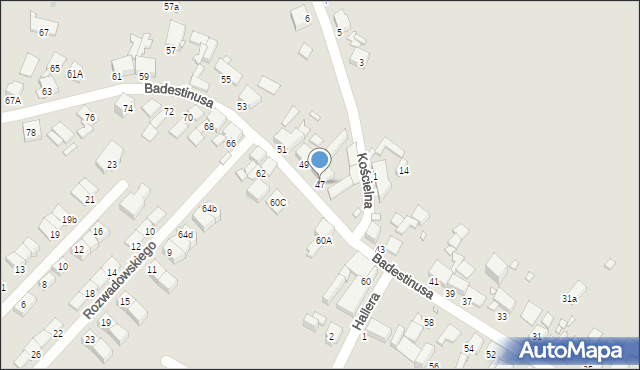 Zabrze, Badestinusa Jerzego, ks., 47, mapa Zabrza