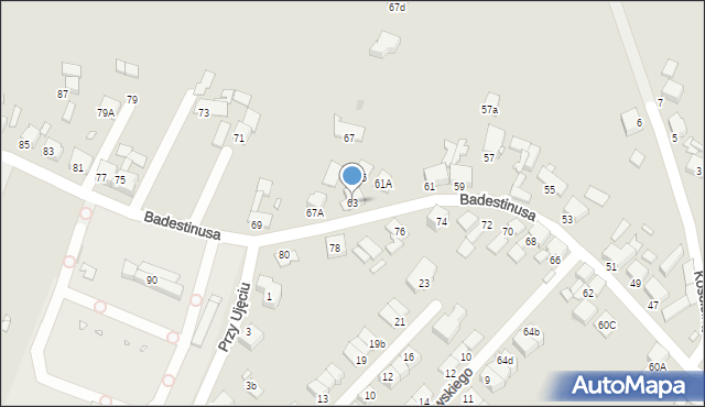 Zabrze, Badestinusa Jerzego, ks., 63, mapa Zabrza