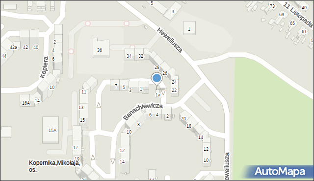 Zabrze, Banachiewicza Tadeusza, prof., 1b, mapa Zabrza