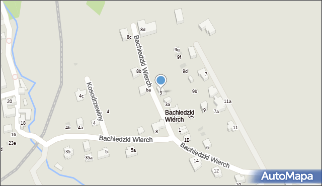 Zakopane, Bachledzki Wierch, 3, mapa Zakopanego