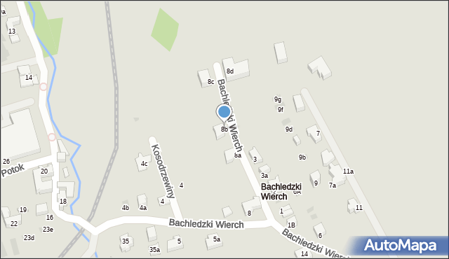 Zakopane, Bachledzki Wierch, 8b, mapa Zakopanego