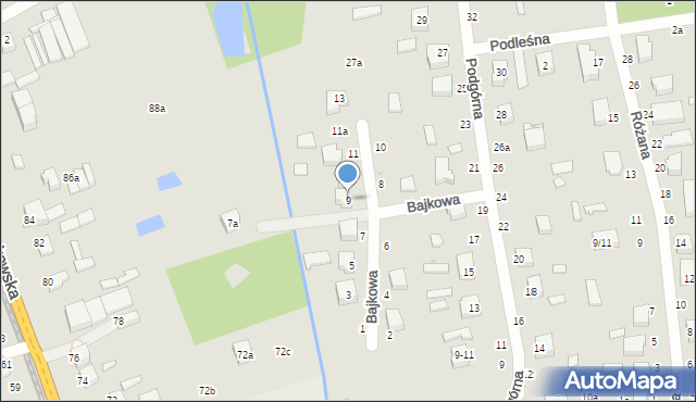 Zgierz, Bajkowa, 9, mapa Zgierz