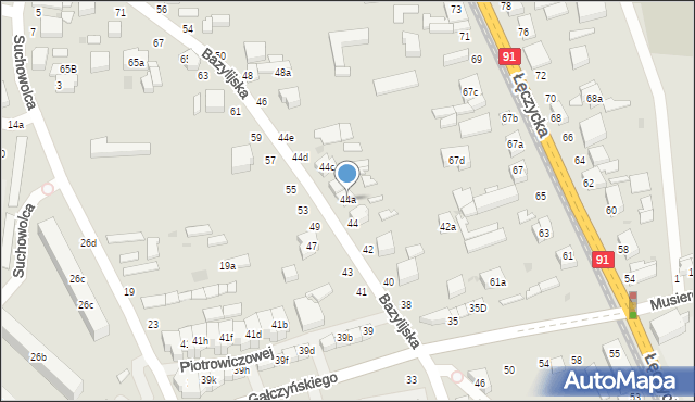 Zgierz, Bazylijska, 44a, mapa Zgierz