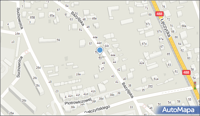 Zgierz, Bazylijska, 53, mapa Zgierz