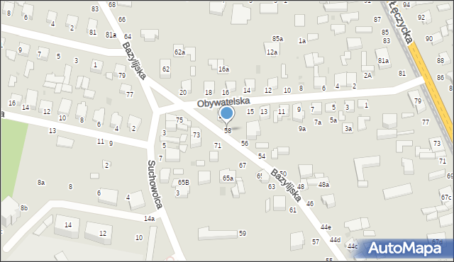 Zgierz, Bazylijska, 58, mapa Zgierz