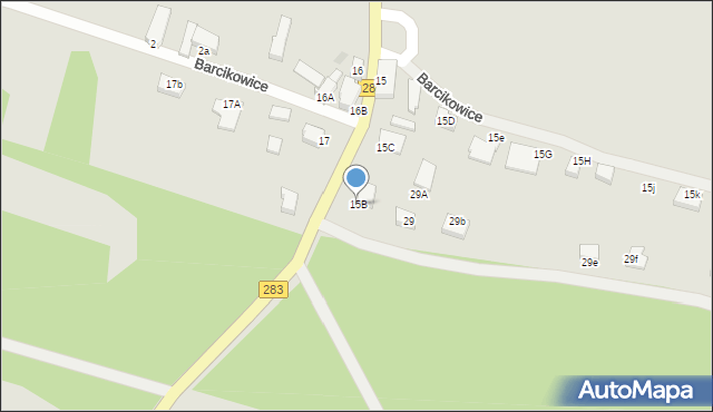 Zielona Góra, Barcikowice, 15B, mapa Zielona Góra