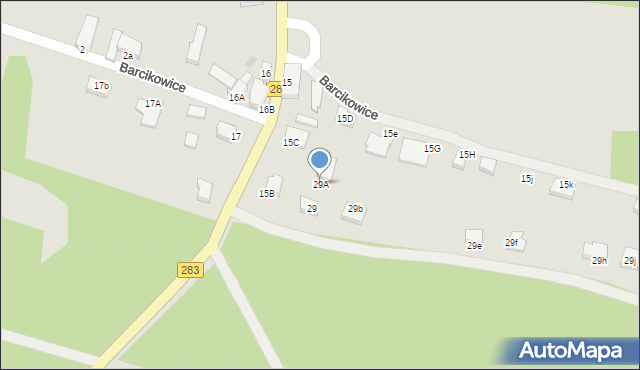 Zielona Góra, Barcikowice, 29A, mapa Zielona Góra