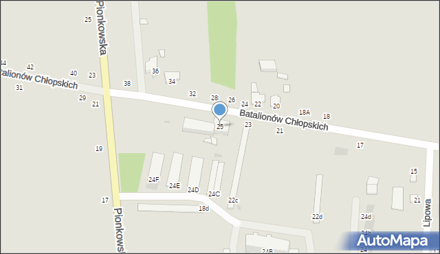 Zwoleń, Batalionów Chłopskich, 25, mapa Zwoleń