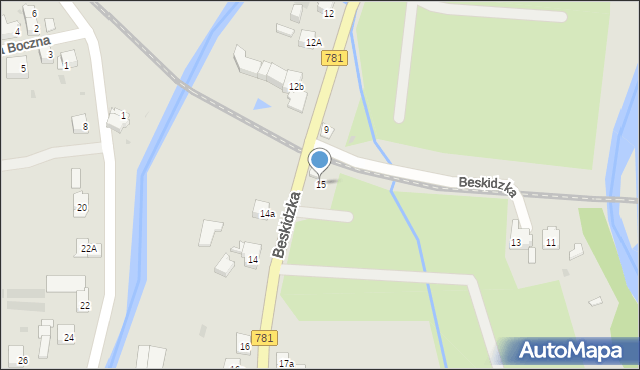 Andrychów, Beskidzka, 15, mapa Andrychów