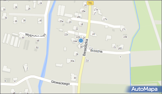 Andrychów, Beskidzka, 26, mapa Andrychów