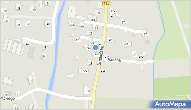 Andrychów, Beskidzka, 26, mapa Andrychów