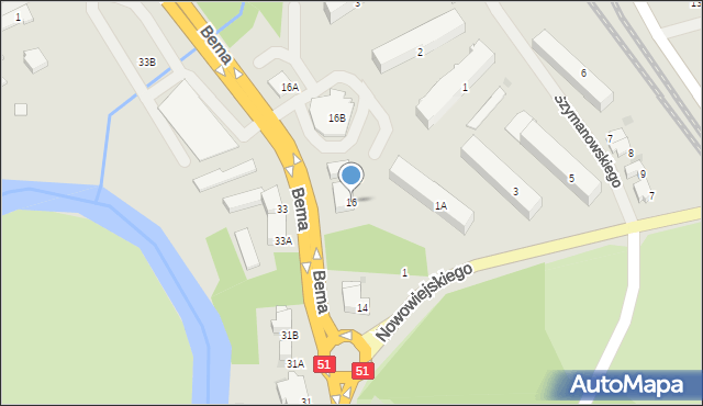 Bartoszyce, Bema Józefa, gen., 16, mapa Bartoszyce