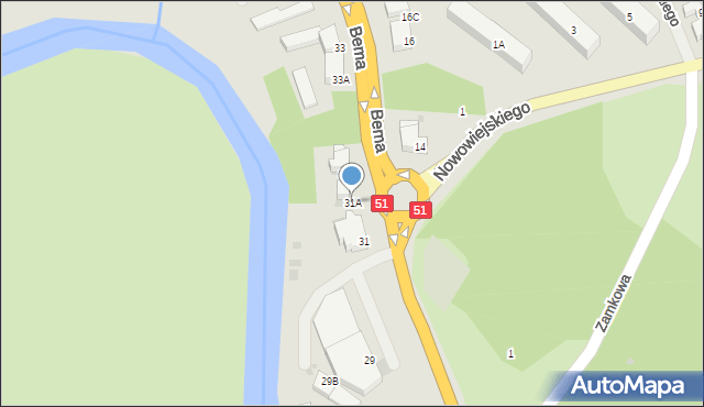 Bartoszyce, Bema Józefa, gen., 31A, mapa Bartoszyce