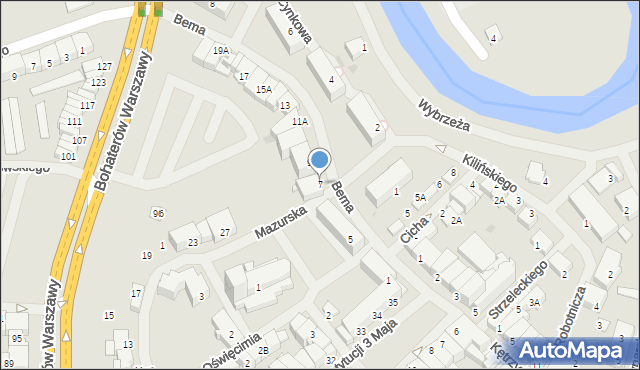 Bartoszyce, Bema Józefa, gen., 7, mapa Bartoszyce