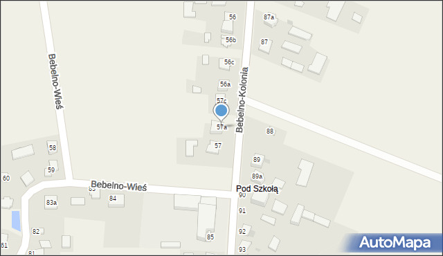 Bebelno-Wieś, Bebelno-Wieś, 57a, mapa Bebelno-Wieś