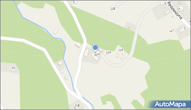 Będzieszyna, Będzieszyna, 11, mapa Będzieszyna