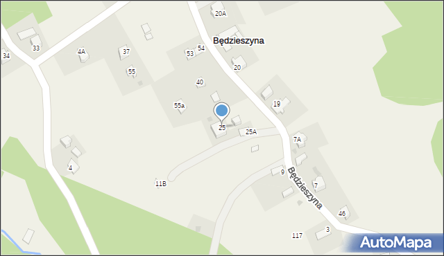 Będzieszyna, Będzieszyna, 25, mapa Będzieszyna