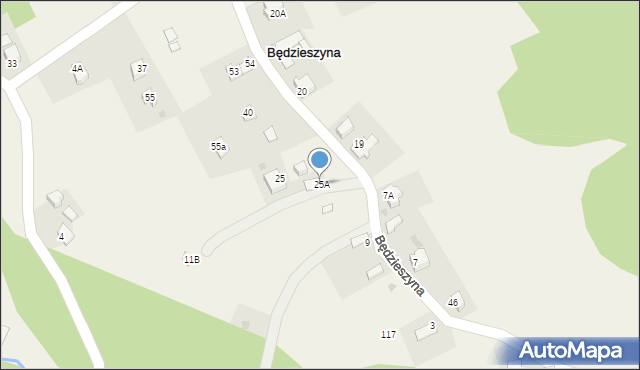 Będzieszyna, Będzieszyna, 25A, mapa Będzieszyna