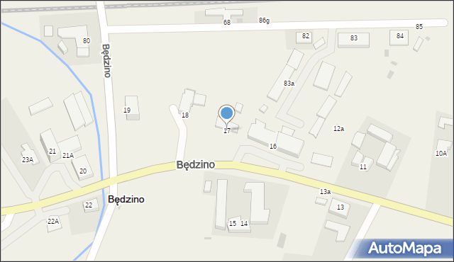 Będzino, Będzino, 17, mapa Będzino