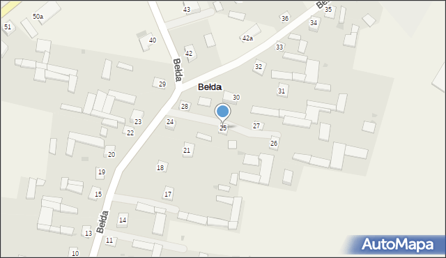 Bełda, Bełda, 25, mapa Bełda